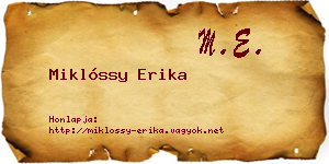 Miklóssy Erika névjegykártya