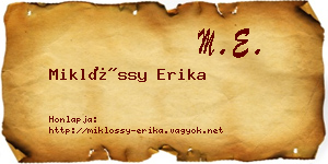 Miklóssy Erika névjegykártya